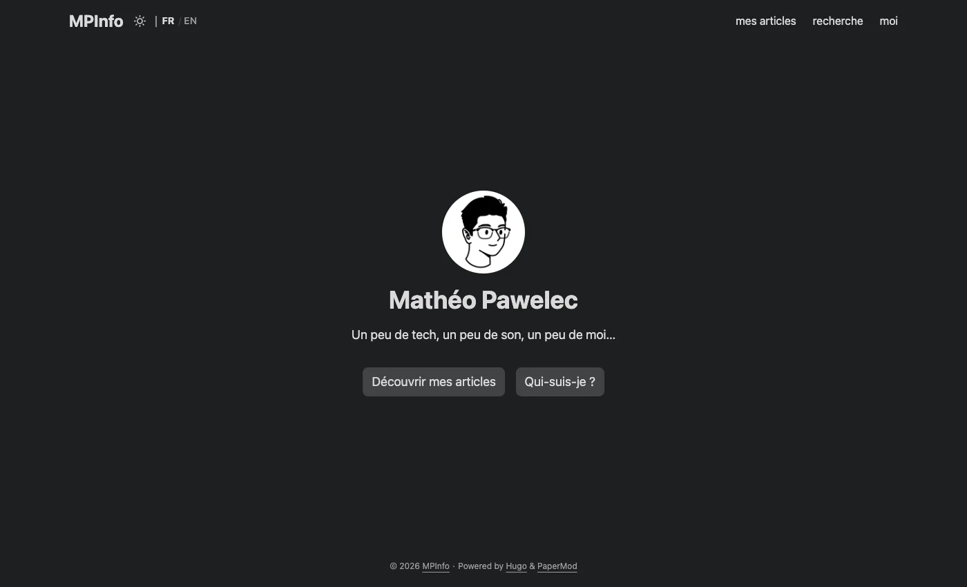 Nouvelle page d'accueil de MPInfo avec l'avatar dessiné