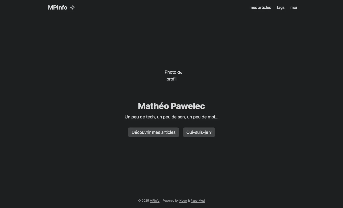 Ancienne page d'accueil de MPInfo, la photo de profil ne s'affiche pas